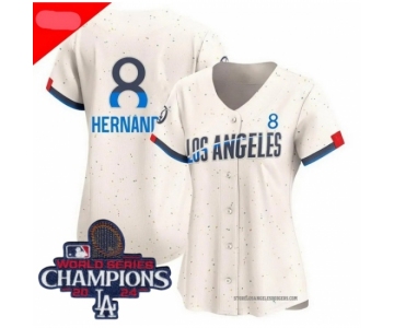 Women Nike Los Angeles Dodgers Enrique Hernandez #8 Ice Cream 2024 World Series Champions Stitched MLB Jersey