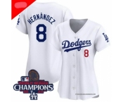 Women Nike Los Angeles Dodgers Enrique Hernandez #8 White Flex Base 2024 World Series Champions Stitched MLB Jersey