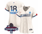 Women Nike Los Angeles Dodgers Yoshinobu Yamamoto #18 Ice Cream 2024 World Series Champions Stitched MLB Jersey