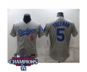 Youth Nike Los Angeles Dodgers Freddie Freeman #5 Gray Flex Base 2024 World Series Champions Stitched MLB Jersey