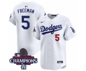 Youth Nike Los Angeles Dodgers Freddie Freeman #5 White Flex Base 2024 World Series Champions Stitched MLB Jersey