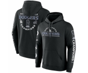 Men Los Angeles Dodgers Black 2024 World Series Champions Logos Pullover Hoodie