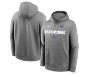 Men Los Angeles Dodgers Heather Charcoal 2024 World Series Champions Home Plate Lockup Club Pullover Hoodie