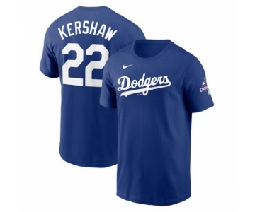 Men Los Angeles Dodgers 22 Clayton Kershaw Royal 2024 World Series Champions Name 26 Number T Shirt