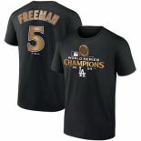 Men Los Angeles Dodgers 5 Freddie Freeman Black 2024 World Series Champions Name 26 Number T Shirt