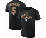 Men Los Angeles Dodgers 5 Freddie Freeman Black 2024 World Series Champions Name 26 Number T Shirt