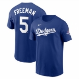 Men Los Angeles Dodgers 5 Freddie Freeman Royal 2024 World Series Champions Name 26 Number T Shirt