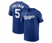 Men Los Angeles Dodgers 5 Freddie Freeman Royal 2024 World Series Champions Name 26 Number T Shirt