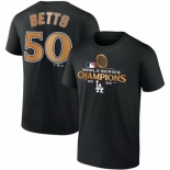 Men Los Angeles Dodgers 50 Mookie Betts Black 2024 World Series Champions Name 26 Number T Shirt