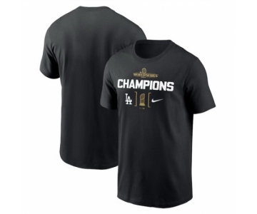 Men Los Angeles Dodgers Black 2024 World Series Champions Trophy T Shirt