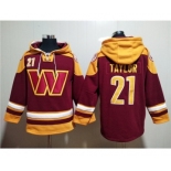 Men's Washington Commanders #21 Sean Taylor Burgundy Lace-Up Pullover Hoodie