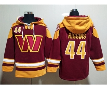 Men's Washington Commanders #44 John Riggins Burgundy Lace-Up Pullover Hoodie