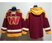 Men's Washington Commanders Blank Burgundy Lace-Up Pullover Hoodie