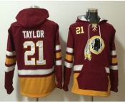 Men's Washington Redskins #21 Sean Taylor NEW Red Pocket Stitched NFL Pullover Hoodie