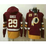 Men's Washington Redskins #29 Derrius Guice Jersey NEW Burgundy Red Pocket Stitched NFL Pullover Hoodie