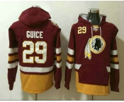 Men's Washington Redskins #29 Derrius Guice Jersey NEW Burgundy Red Pocket Stitched NFL Pullover Hoodie