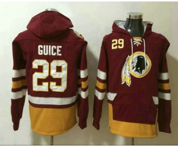 Men's Washington Redskins #29 Derrius Guice Jersey NEW Burgundy Red Pocket Stitched NFL Pullover Hoodie