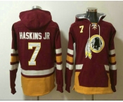 Men's Washington Redskins #7 Dwayne Haskins Jr NEW Burgundy Red Pocket Stitched NFL Pullover Hoodie