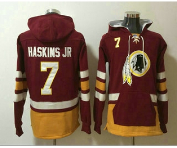 Men's Washington Redskins #7 Dwayne Haskins Jr NEW Burgundy Red Pocket Stitched NFL Pullover Hoodie