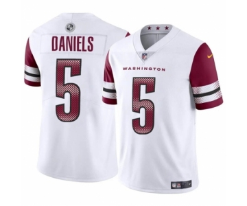 Women Washington Commanders #5 Jayden Daniels White 2024 Draft Vapor Limited Stitched Football Jersey