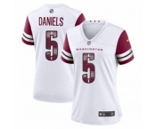 Women Washington Commanders #5 Jayden Daniels White Burgundy 2024 Draft Stitched Jersey