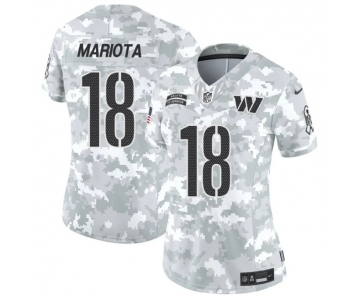 Women's Washington Commanders #18 Marcus Mariota 2024 F.U.S.E Arctic Camo Salute To Service