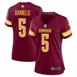 Women's Washington Commanders #5 Jayden Daniels Burgundy 2024 Draft Football Stitched Jersey(Run Small)