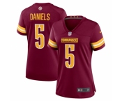 Women's Washington Commanders #5 Jayden Daniels Burgundy 2024 Draft Football Stitched Jersey(Run Small)