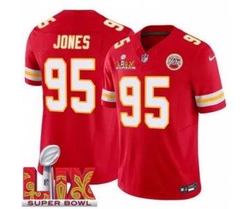 Men Kansas City Chiefs Chris Jones #95 Red 2024-2025 Super Bowl LIX F U S E Stitched Jersey