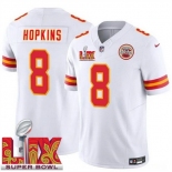 Men Kansas City Chiefs DeAndre Hopkins #8 White 2024-2025 Super Bowl LIX F U S E Stitched Jersey