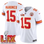 Men Kansas City Chiefs Patrick Mahomes #15 White 2024-2025 Super Bowl LIX F U S E Stitched Jersey