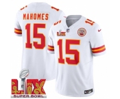 Men Kansas City Chiefs Patrick Mahomes #15 White 2024-2025 Super Bowl LIX F U S E Stitched Jersey