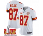 Men Kansas City Chiefs Travis Kelce #87 White 2024-2025 Super Bowl LIX F U S E Stitched Jersey