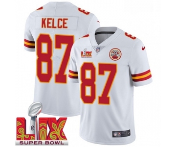 Men Kansas City Chiefs Travis Kelce #87 White 2024-2025 Super Bowl LIX F U S E Stitched Jersey