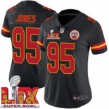 Women Kansas City Chiefs Chris Jones #95 Black 2024-2025 Super Bowl LIX F U S E Stitched Jersey