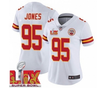 Women Kansas City Chiefs Chris Jones #95 White 2024-2025 Super Bowl LIX F U S E Stitched Jersey