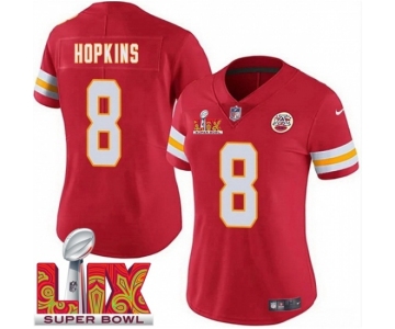 Women Kansas City Chiefs DeAndre Hopkins #8 Red 2024-202 Super Bowl LIX F U S E Stitched NFL Jersey