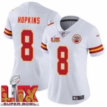 Women Kansas City Chiefs DeAndre Hopkins #8 White 2024-2025 Super Bowl LIX F U S E Stitched Jersey