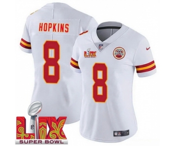 Women Kansas City Chiefs DeAndre Hopkins #8 White 2024-2025 Super Bowl LIX F U S E Stitched Jersey