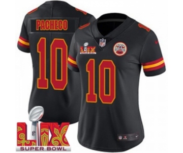 Women Kansas City Chiefs Isiah Pacheco #10 Black 2024-2025 Super Bowl LIX F U S E Stitched Jersey