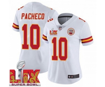 Women Kansas City Chiefs Isiah Pacheco #10 White 2024-2025 Super Bowl LIX F U S E Stitched Jersey