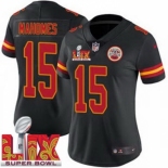 Women Kansas City Chiefs Patrick Mahomes #15 Black 2024-2025 Super Bowl LIX F U S E Stitched Jersey