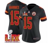 Women Kansas City Chiefs Patrick Mahomes #15 Black 2024-2025 Super Bowl LIX F U S E Stitched Jersey