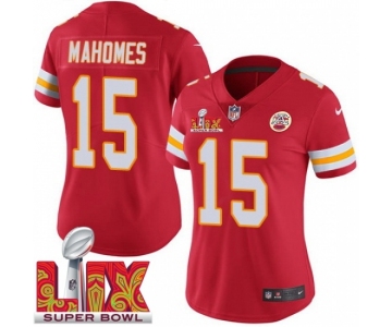 Women Kansas City Chiefs Patrick Mahomes #15 Red 2024-2025 Super Bowl LIX F U S E Stitched Jersey