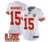 Women Kansas City Chiefs Patrick Mahomes #15 White 2024-2025 Super Bowl LIX F U S E Stitched Jersey