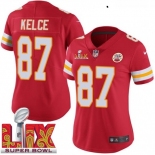 Women Kansas City Chiefs Travis Kelce #87 Red 2024-2025 Super Bowl LIX F U S E Stitched Jersey