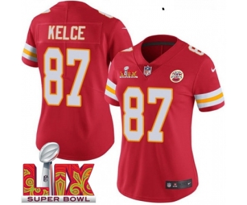 Women Kansas City Chiefs Travis Kelce #87 Red 2024-2025 Super Bowl LIX F U S E Stitched Jersey