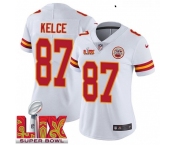 Women Kansas City Chiefs Travis Kelce #87 White 2024-2025 Super Bowl LIX F U S E Stitched Jersey