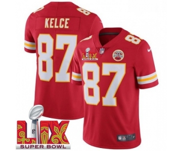 Youth Kansas City Chiefs Travis Kelce #87 Red 2024-2025 Super Bowl LIX F U S E Stitched Jersey