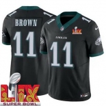 Men Philadelphia Eagles A.J. Brown #11 Black 2024-2025 Super Bowl LIX F U S E Stitched NFL Jersey